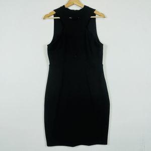 Guess‎ Black Sleeveless Twist Front Basic Sheath Poly Knit Lined Dress Womens 12